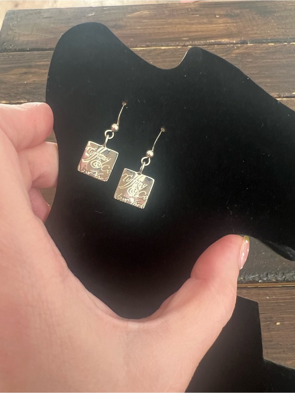 Authentic Tiffany & Co. Sterling Silver Notes Square Drop Earrings 925